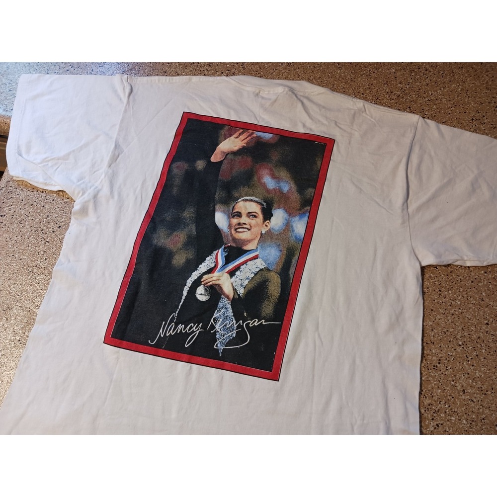 Vintage 90s Nancy Kerrigan Ice Skating Olympics T Shirt USA Adult XL Tultex Tag